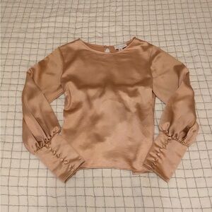 TOPSHOP shiny peach copper rosegold long-sleeve top XS S US 2